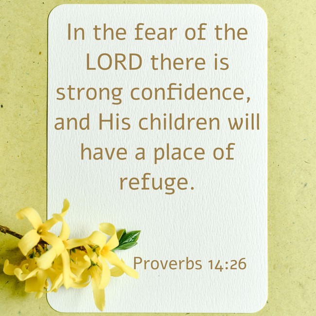 In the fear of the LORD there is strong confidence, and His children will have a place of refuge. - Proverbs 14:26