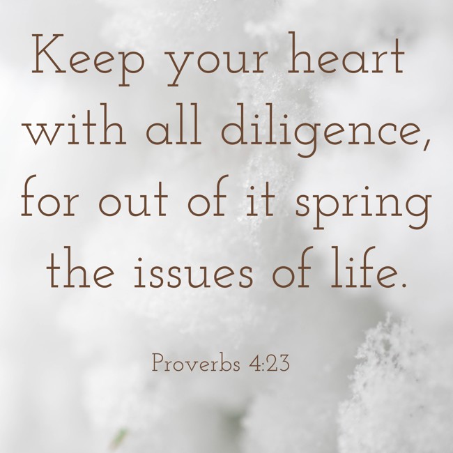Keep your heart with all diligence, for out of it spring the issues of life. - Proverbs 4:23