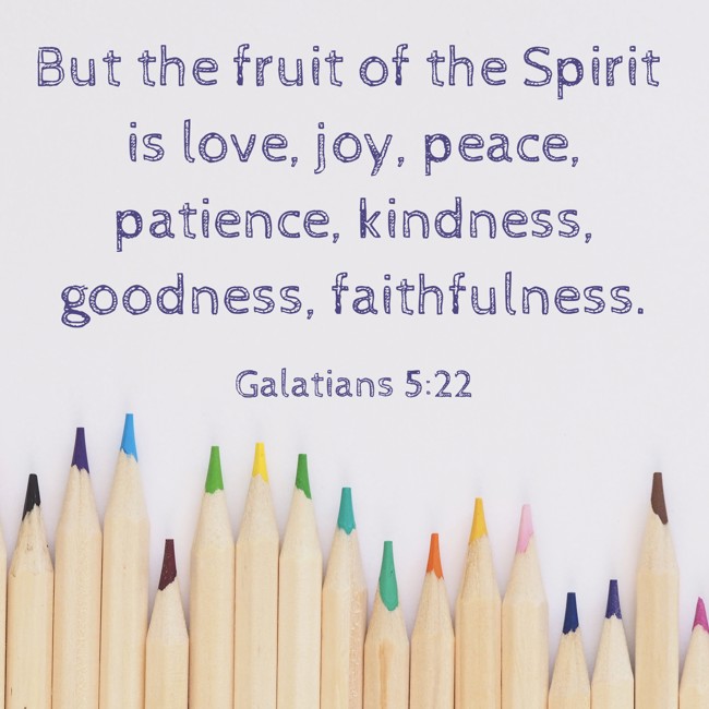 But the fruit of the Spirit is love, joy, peace, patience, kindness, goodness, faithfulness. - Galatians 5:22