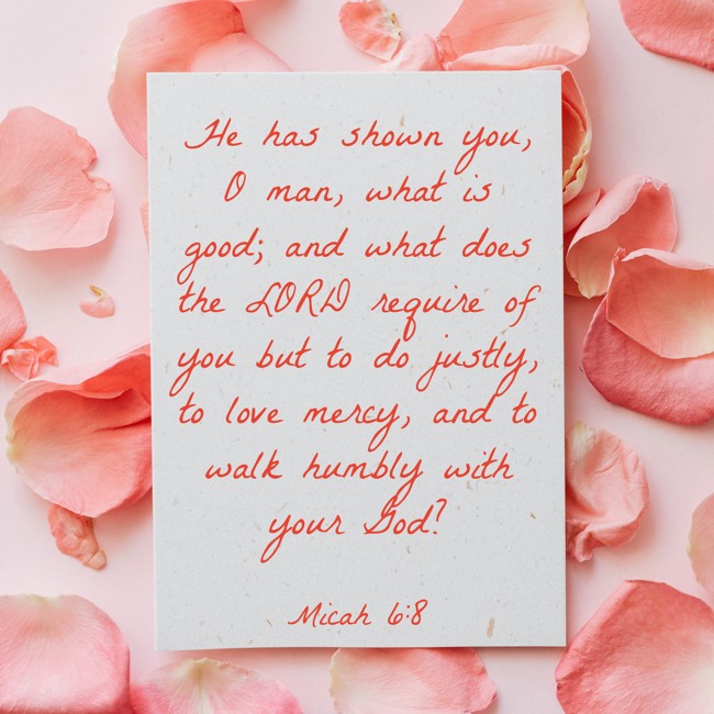 He has shown you, O man, what is good; and what does the LORD require of you but to do justly, to love mercy, and to walk humbly with your God? - Micah 6:8