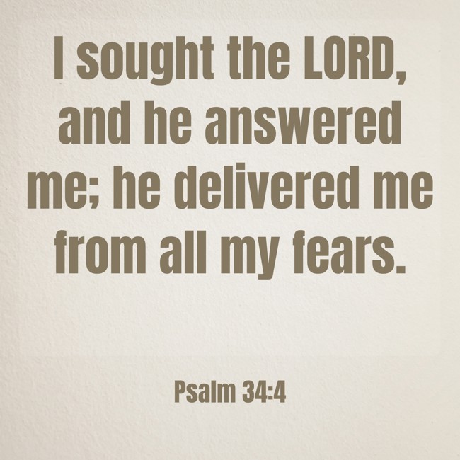 I sought the LORD, and he answered me; he delivered me from all my fears. - Psalm 34:4