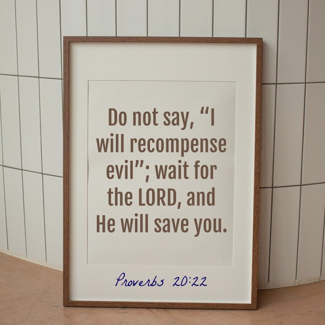 Do not say, “I will recompense evil”; wait for the LORD, and He will save you. - Proverbs 20:22