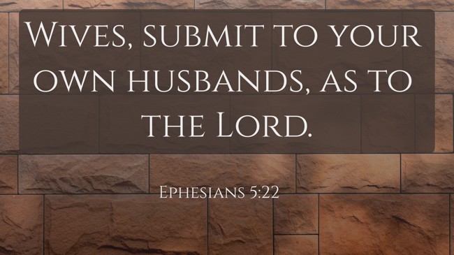  Wives, submit to your own husbands, as to the Lord.   - Ephesians 5:22 
