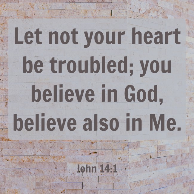 Let not your heart be troubled; you believe in God, believe also in Me. - John 14:1
