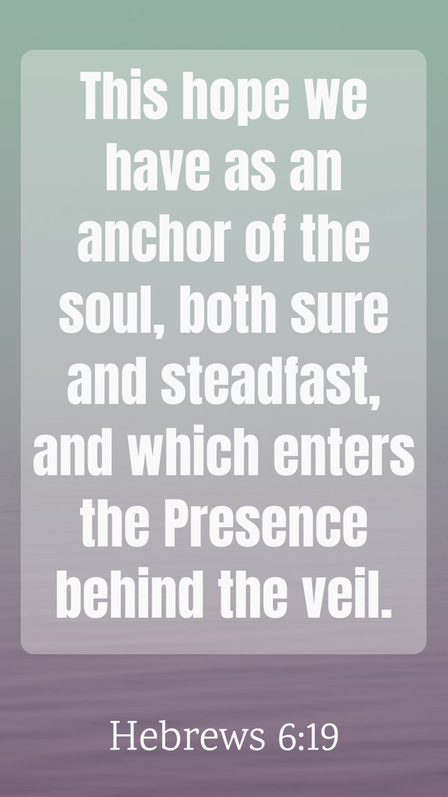 This hope we have as an anchor of the soul, both sure and steadfast, and which enters the Presence behind the veil. - Hebrews 6:19