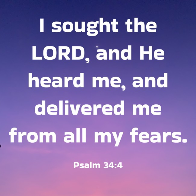 I sought the LORD, and He heard me, and delivered me from all my fears. - Psalm 34:4