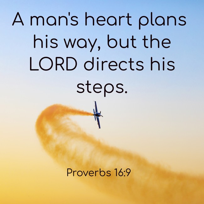 A man's heart plans his way, but the LORD directs his steps. - Proverbs 16:9