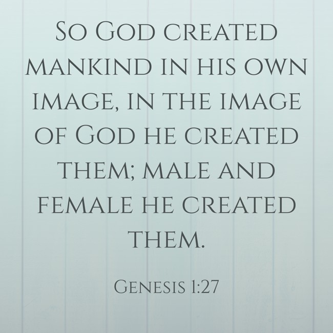 So God created mankind in his own image, in the image of God he created them; male and female he created them. - Genesis 1:27