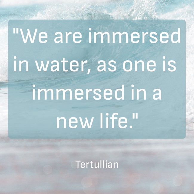 We are immersed in water, as one is immersed in a new life. - Tertullian
