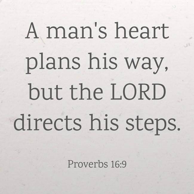 A man's heart plans his way, but the LORD directs his steps. - Proverbs 16:9