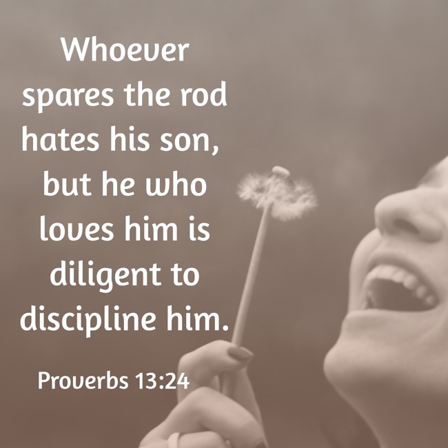 Whoever spares the rod hates his son, but he who loves him is diligent to discipline him. - Proverbs 13:24