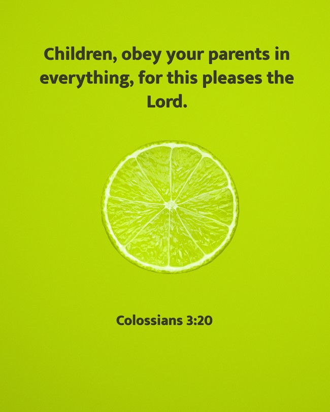Children, obey your parents in everything, for this pleases the Lord. - Colossians 3:20