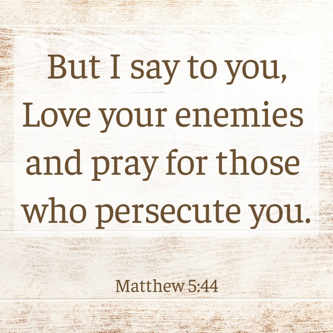  But I say to you, Love your enemies and pray for those who persecute you.   - Matthew 5:44 