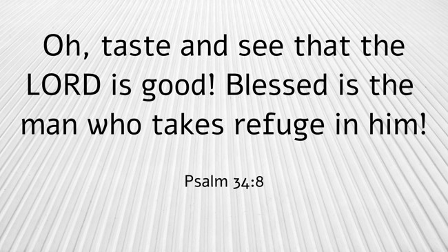 Oh, taste and see that the LORD is good! Blessed is the man who takes refuge in him! - Psalm 34:8
