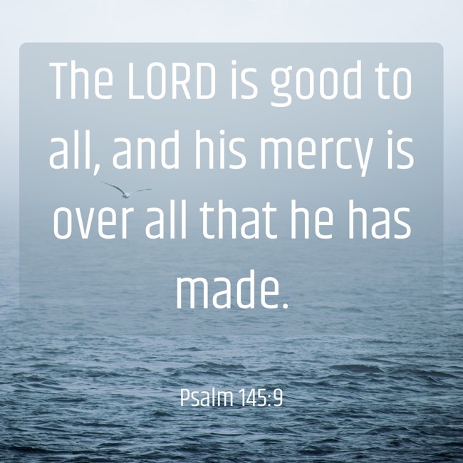 The LORD is good to all, and his mercy is over all that he has made. - Psalm 145:9