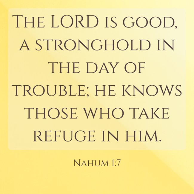 The LORD is good, a stronghold in the day of trouble; he knows those who take refuge in him. - Nahum 1:7