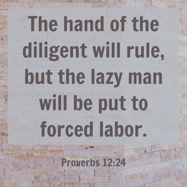 The hand of the diligent will rule, but the lazy man will be put to forced labor. - Proverbs 12:24
