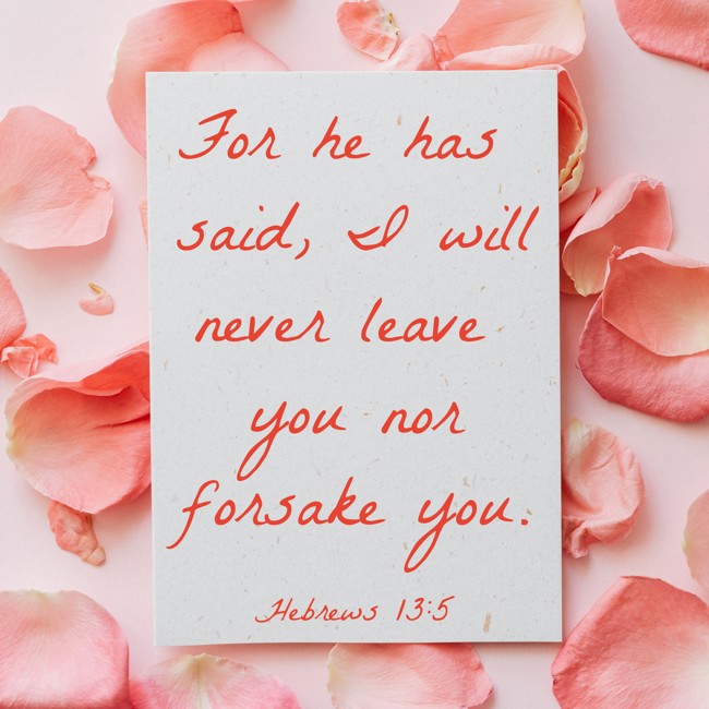 For he has said, I will never leave you nor forsake you. - Hebrews 13:5