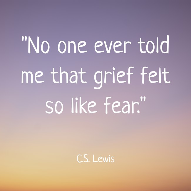 No one ever told me that grief felt so like fear. - C.S. Lewis