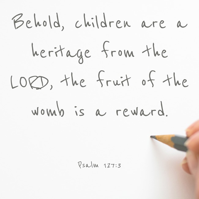 Behold, children are a heritage from the LORD, the fruit of the womb is a reward. - Psalm 127:3