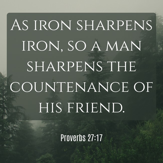 As iron sharpens iron, so a man sharpens the countenance of his friend. - Proverbs 27:17