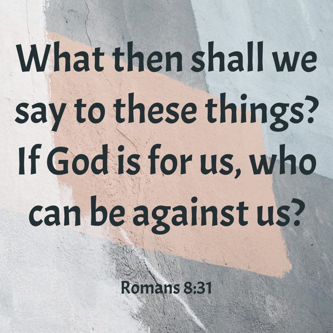 What then shall we say to these things? If God is for us, who can be against us? - Romans 8:31