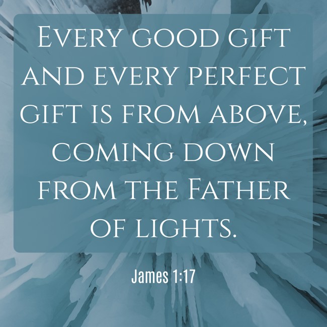 Every good gift and every perfect gift is from above, coming down from the Father of lights. - James 1:17