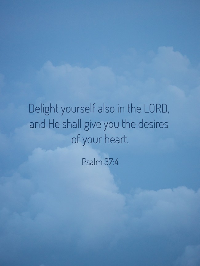 Delight yourself also in the LORD, and He shall give you the desires of your heart. - Psalm 37:4