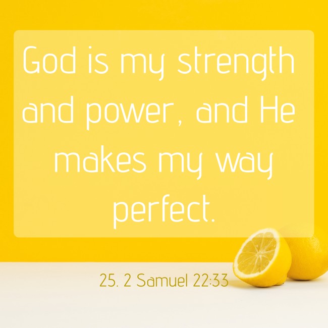  God is my strength and power, and He makes my way perfect.   - 25. 2 Samuel 22:33 