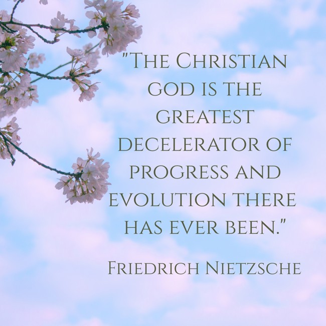 The Christian god is the greatest decelerator of progress and evolution there has ever been. - Friedrich Nietzsche