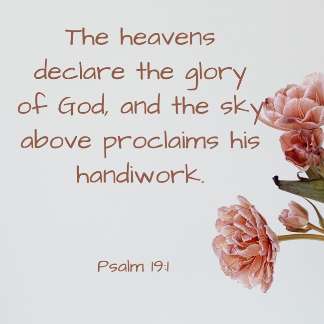  The heavens declare the glory of God, and the sky above proclaims his handiwork.   - Psalm 19:1 