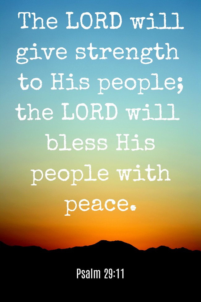 The LORD will give strength to His people; the LORD will bless His people with peace. - Psalm 29:11