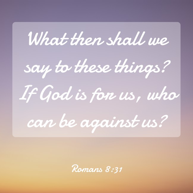 What then shall we say to these things? If God is for us, who can be against us? - Romans 8:31