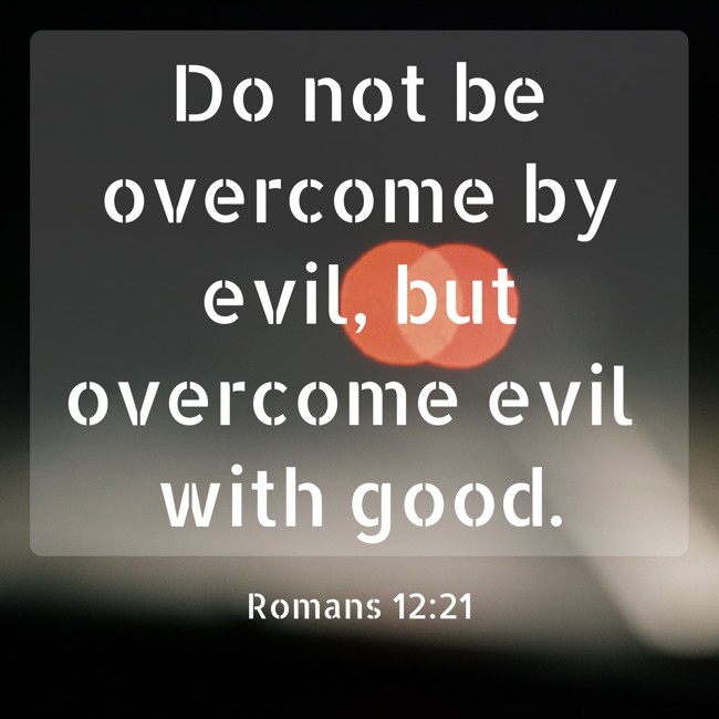 Do not be overcome by evil, but overcome evil with good. - Romans 12:21