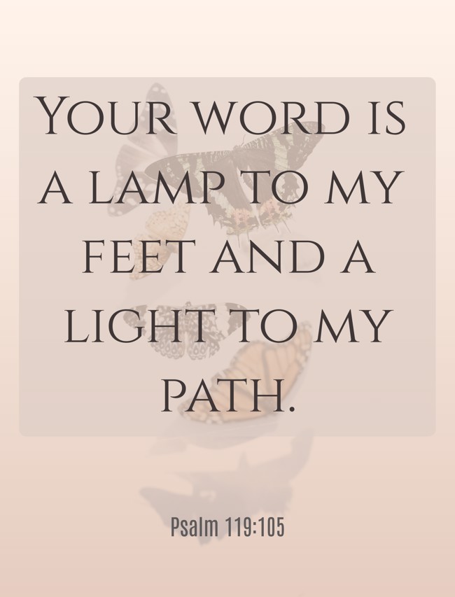 Your word is a lamp to my feet and a light to my path. - Psalm 119:105