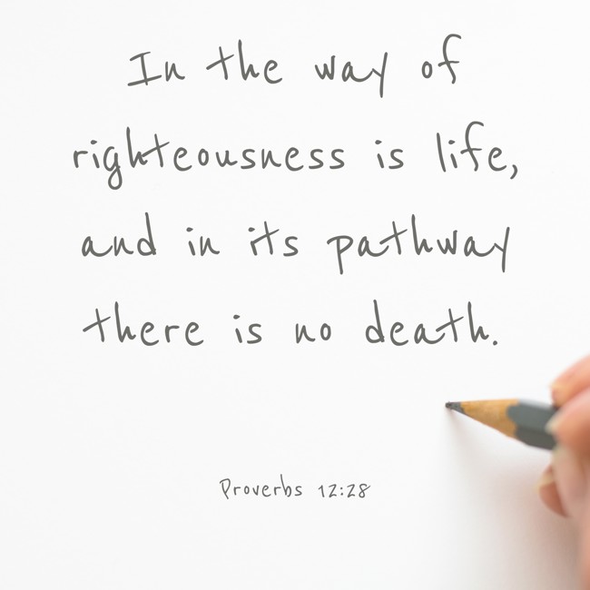 In the way of righteousness is life, and in its pathway there is no death. - Proverbs 12:28