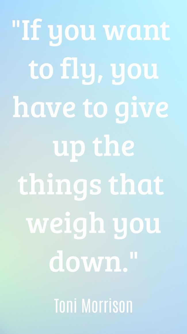  If you want to fly, you have to give up the things that weigh you down. - Toni Morrison 