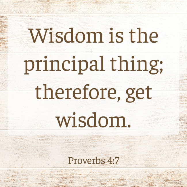 Wisdom is the principal thing; therefore, get wisdom. - Proverbs 4:7