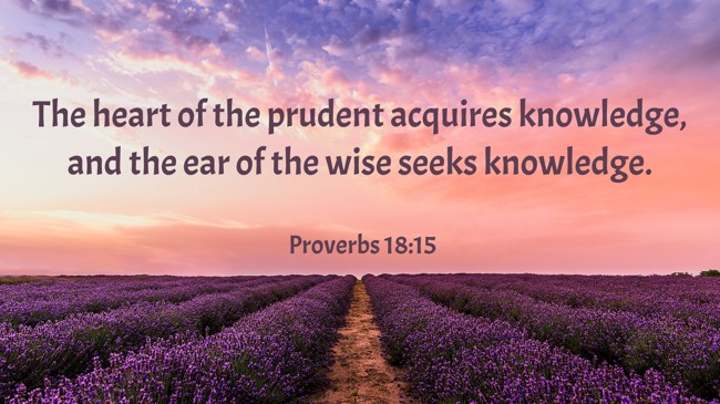 The heart of the prudent acquires knowledge, and the ear of the wise seeks knowledge. - Proverbs 18:15