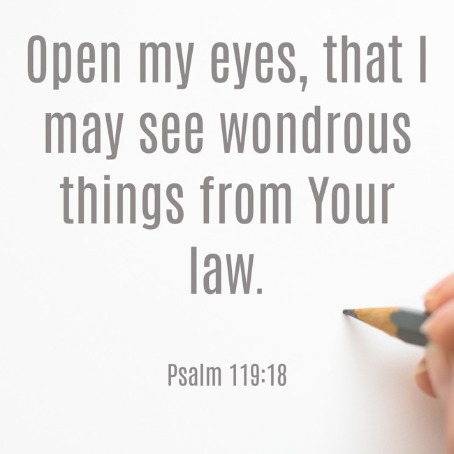 Open my eyes, that I may see wondrous things from Your law. - Psalm 119:18