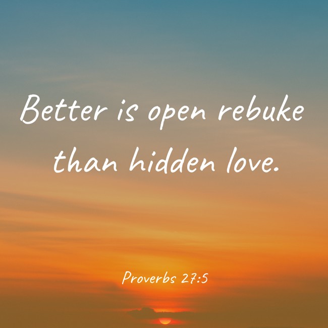 Better is open rebuke than hidden love. - Proverbs 27:5