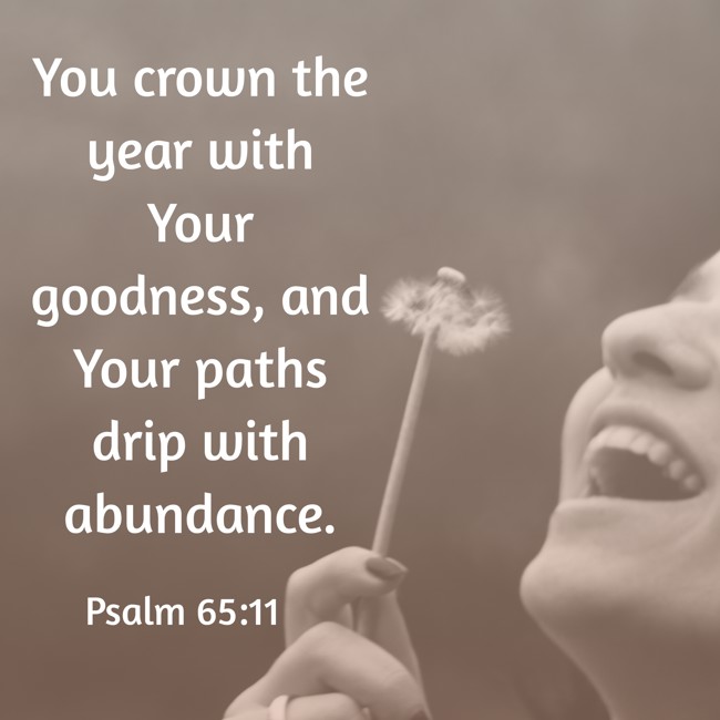 You crown the year with Your goodness, and Your paths drip with abundance. - Psalm 65:11