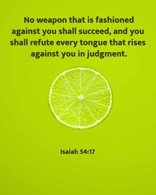 No weapon that is fashioned against you shall succeed, and you shall refute every tongue that rises against you in judgment. - Isaiah 54:17