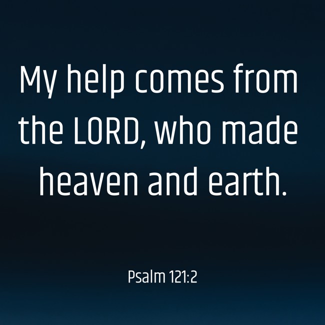 My help comes from the LORD, who made heaven and earth. - Psalm 121:2
