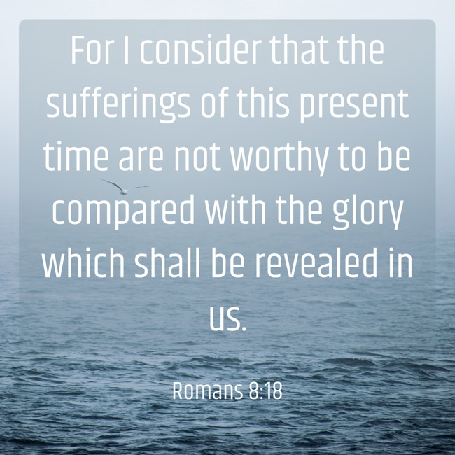  For I consider that the sufferings of this present time are not worthy to be compared with the glory which shall be revealed in us.   - Romans 8:18 
