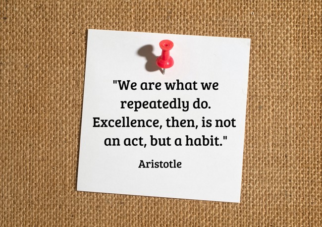 We are what we repeatedly do. Excellence, then, is not an act, but a habit. - Aristotle