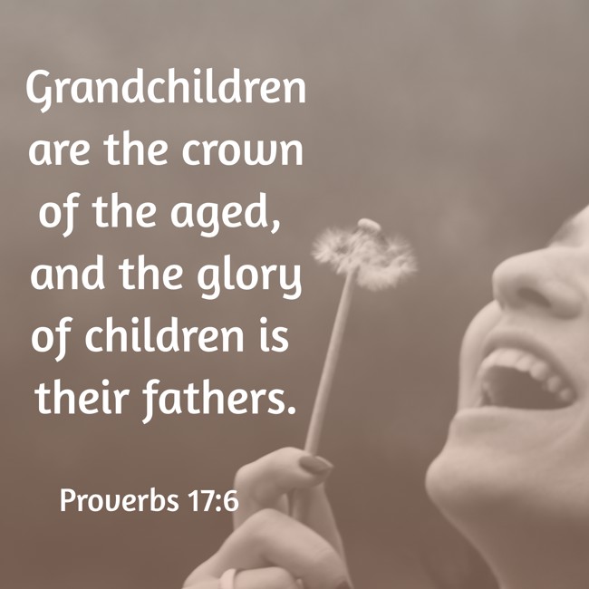 Grandchildren are the crown of the aged, and the glory of children is their fathers. - Proverbs 17:6