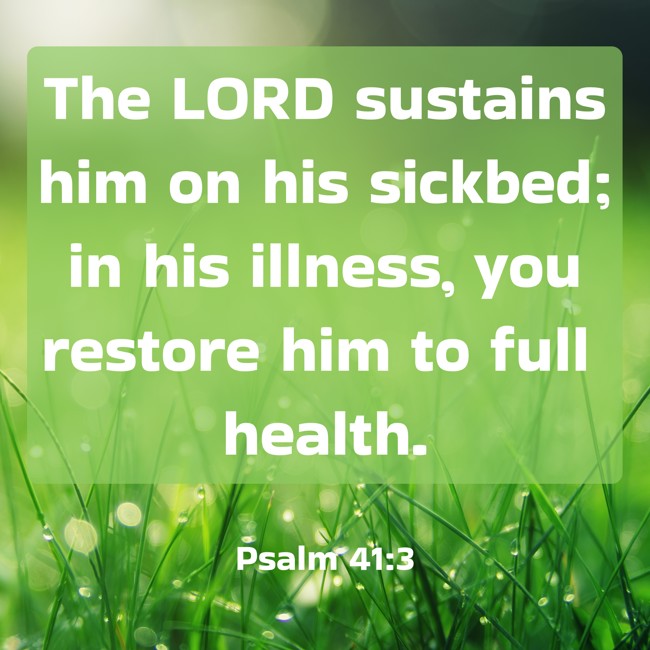  The LORD sustains him on his sickbed; in his illness, you restore him to full health.   - Psalm 41:3 