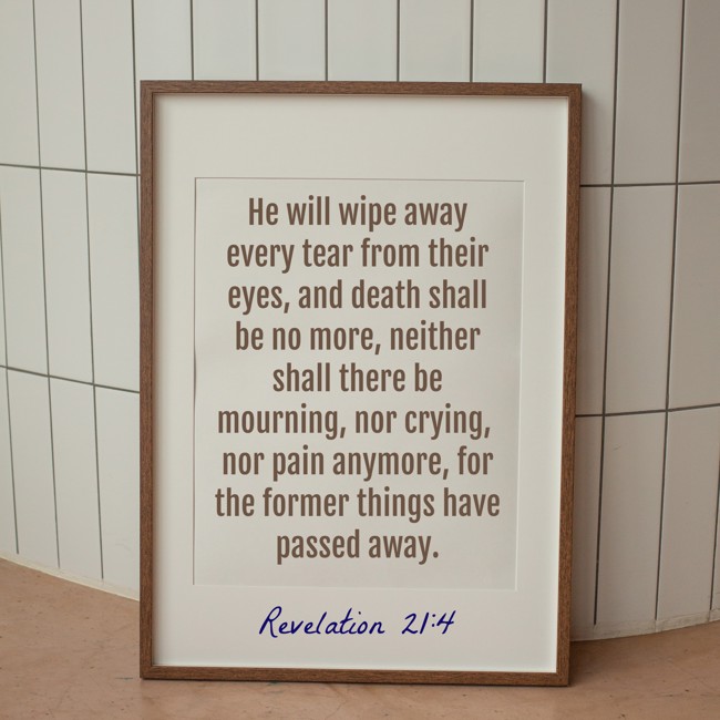  He will wipe away every tear from their eyes, and death shall be no more, neither shall there be mourning, nor crying, nor pain anymore, for the former things have passed away.   - Revelation 21:4 