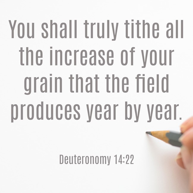  You shall truly tithe all the increase of your grain that the field produces year by year.   - Deuteronomy 14:22 